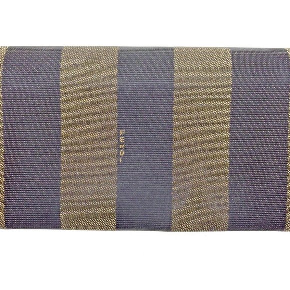 FENDI Long Wallet Pecan Beige Canvas ?~ Leather Authentic Used T9579 - Picture 1 of 8